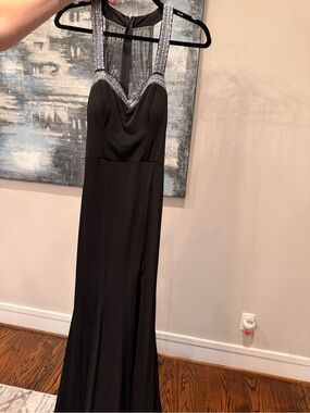 TLC Black Maxi Gown with Silver Embellished Straps